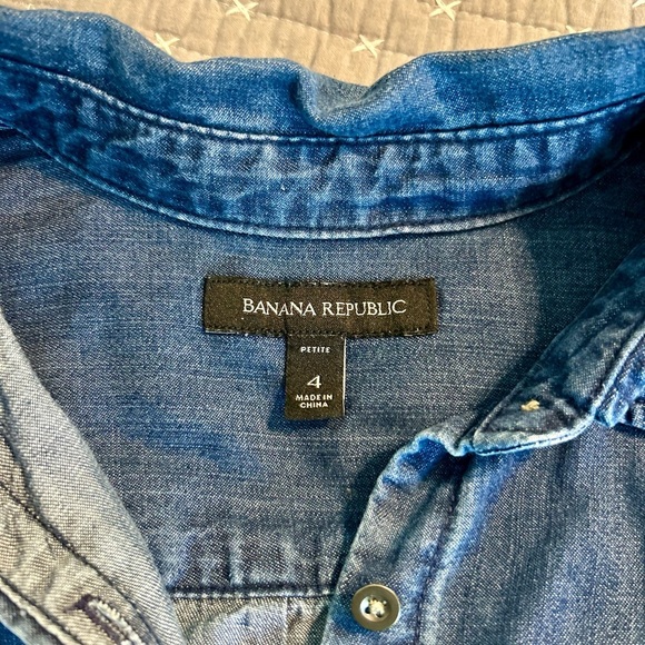 Banana Republic Women’s Blue Denim Shirt Dress Size 4P - Picture 6 of 12